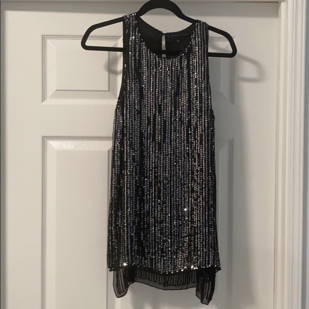Holiday Black Sequin Swing Top